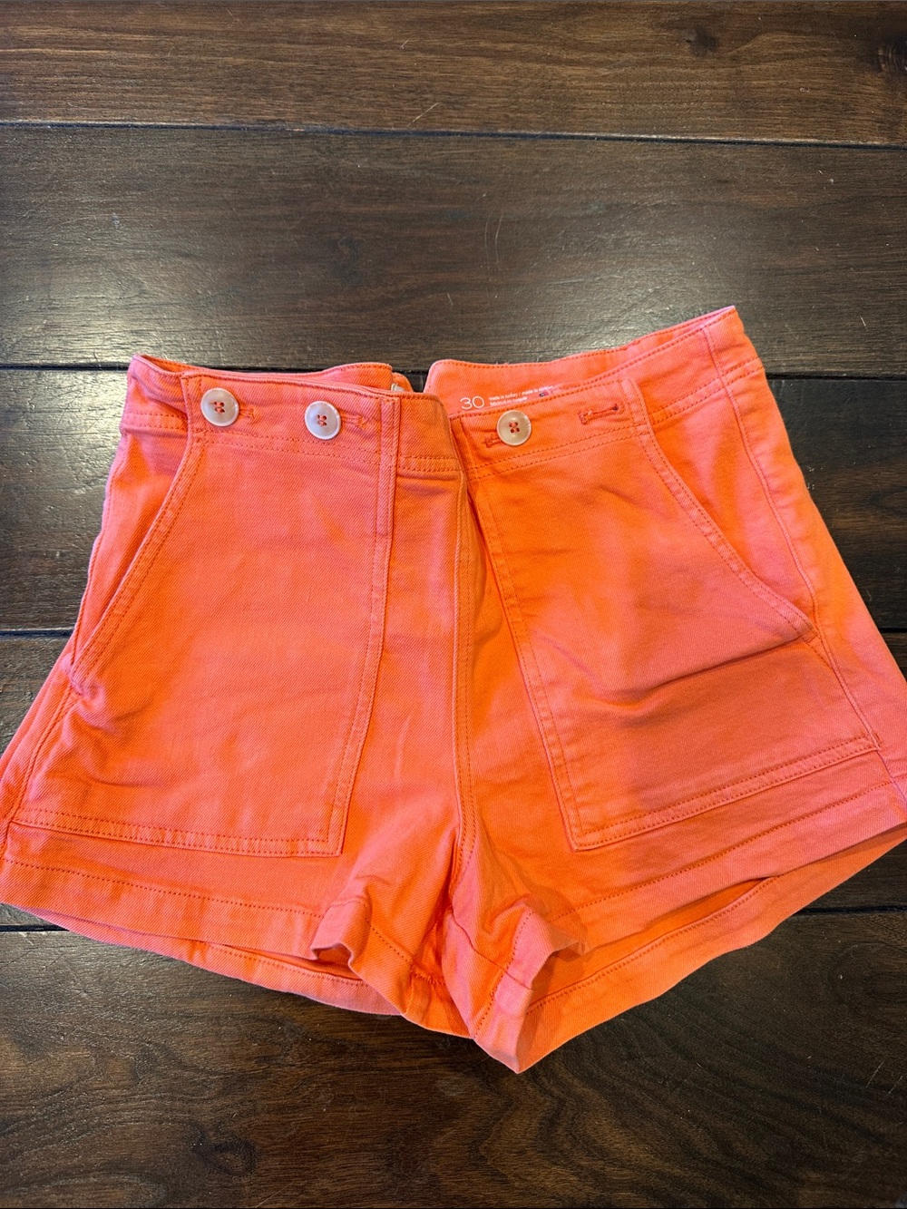Anthropologie High-Waist Kit Utility Short Bright Orange